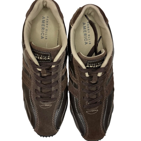 Perry Ellis America Mens Shoes Fashion Sneakers Franklin Leather Brown Sz 11.5 - Picture 7 of 8